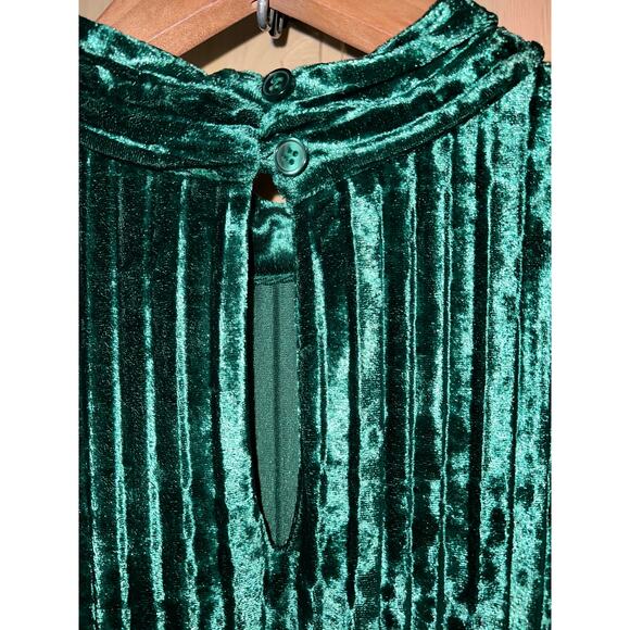 Emma & Michele DRESS Women's Large Midi Long Crushed Green Velvet Mock Neck NEW - Picture 10 of 10